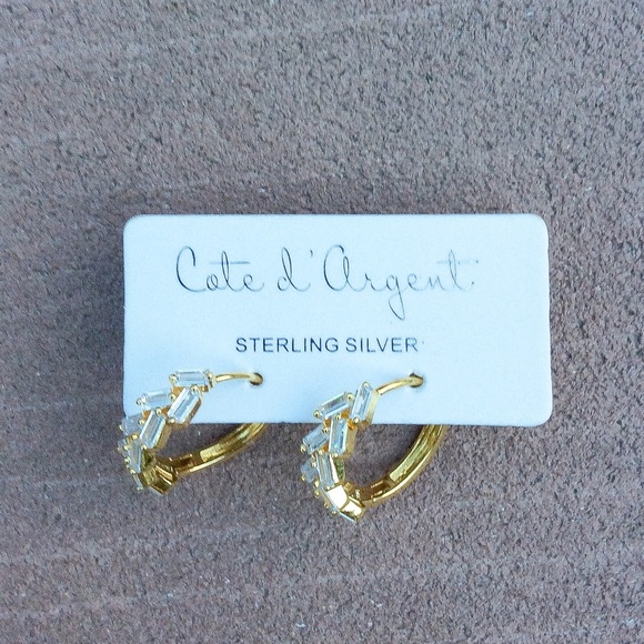 Cote d Argent Sterling Silver CZ Hoop Earrings - Picture 3 of 6